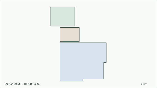 ResPlan 00037 — 1BR/2BA 52m2
