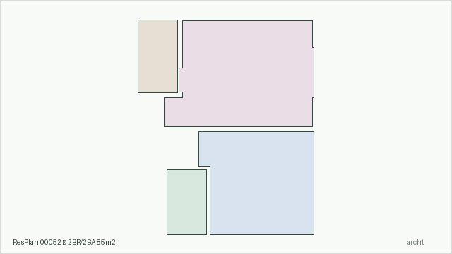 ResPlan 00052 — 2BR/2BA 85m2