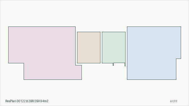 ResPlan 00122 — 2BR/2BA 94m2