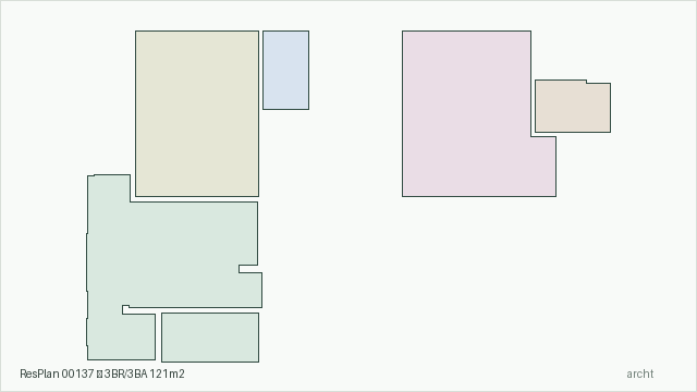ResPlan 00137 — 3BR/3BA 121m2