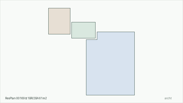 ResPlan 00169 — 1BR/2BA 61m2