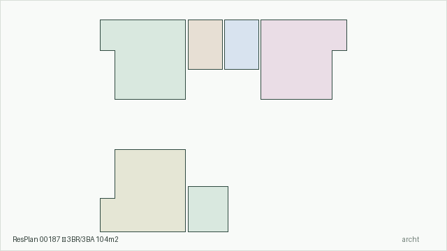 ResPlan 00187 — 3BR/3BA 104m2