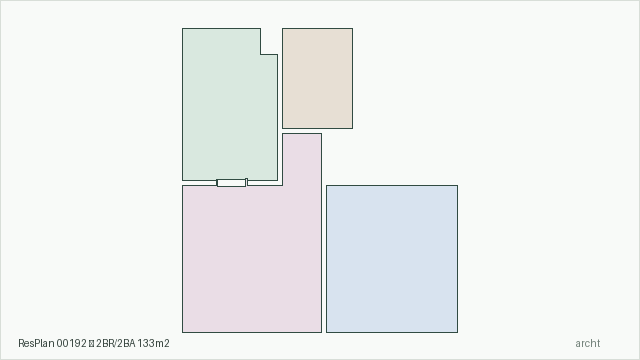 ResPlan 00192 — 2BR/2BA 133m2