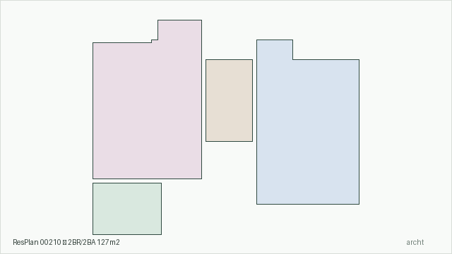 ResPlan 00210 — 2BR/2BA 127m2