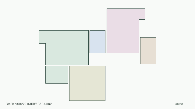 ResPlan 00220 — 3BR/3BA 144m2