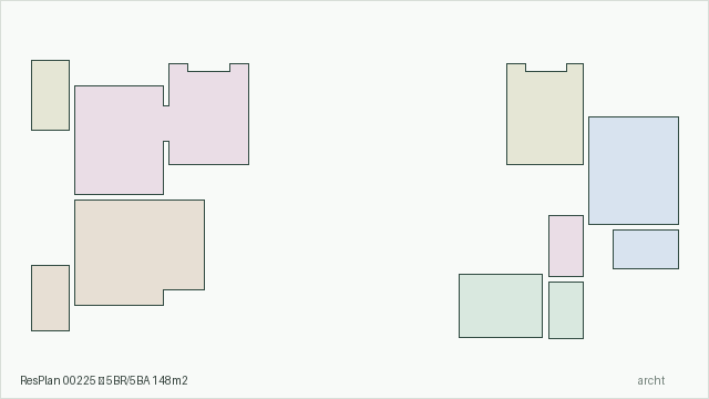 ResPlan 00225 — 5BR/5BA 148m2