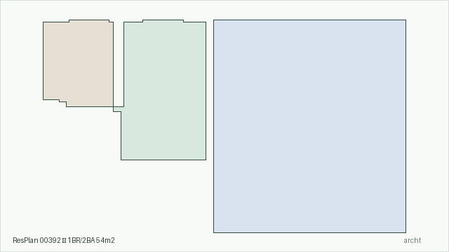 ResPlan 00392 — 1BR/2BA 54m2