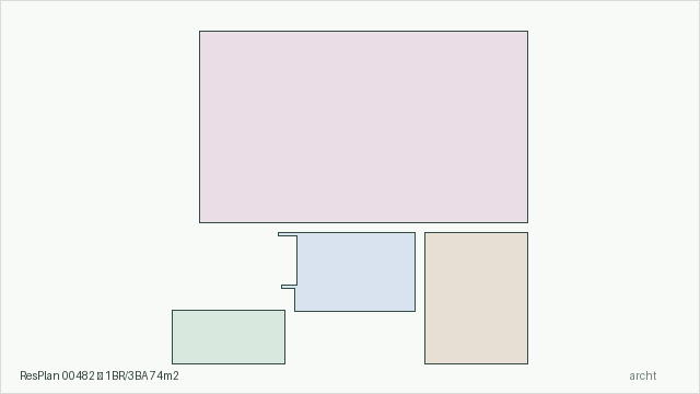 ResPlan 00482 — 1BR/3BA 74m2