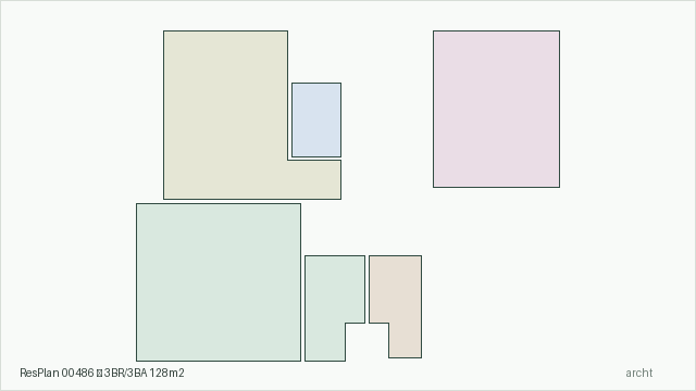 ResPlan 00486 — 3BR/3BA 128m2