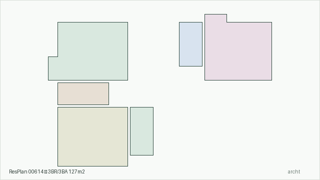 ResPlan 00614 — 3BR/3BA 127m2