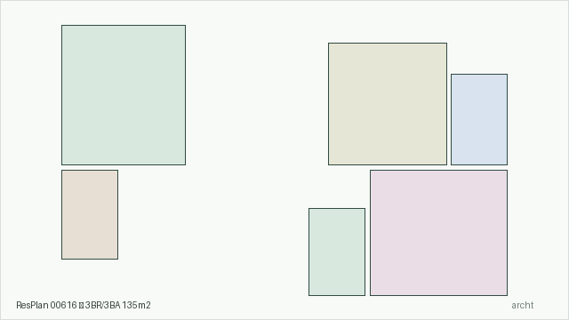 ResPlan 00616 — 3BR/3BA 135m2