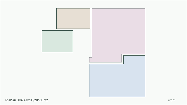 ResPlan 00674 — 2BR/2BA 80m2
