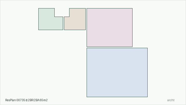 ResPlan 00735 — 2BR/2BA 65m2