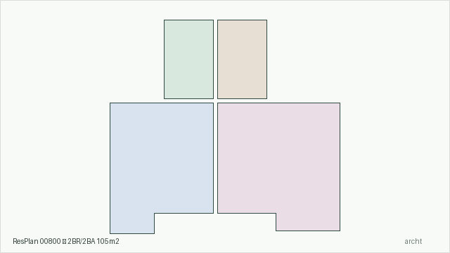 ResPlan 00800 — 2BR/2BA 105m2