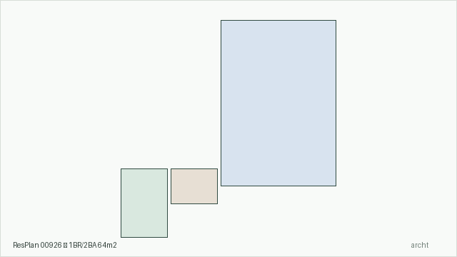 ResPlan 00926 — 1BR/2BA 64m2