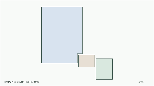 ResPlan 00945 — 1BR/2BA 59m2