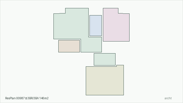 ResPlan 00987 — 3BR/3BA 146m2