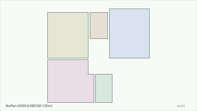 ResPlan 00990 — 3BR/2BA 128m2
