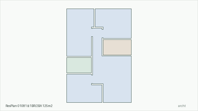 ResPlan 01081 — 1BR/2BA 125m2