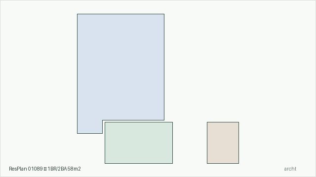 ResPlan 01089 — 1BR/2BA 58m2