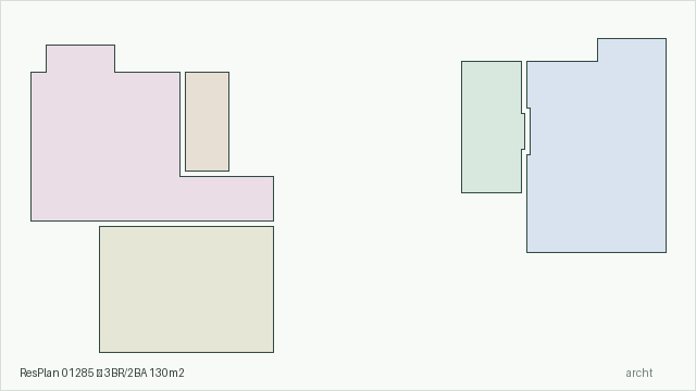 ResPlan 01285 — 3BR/2BA 130m2