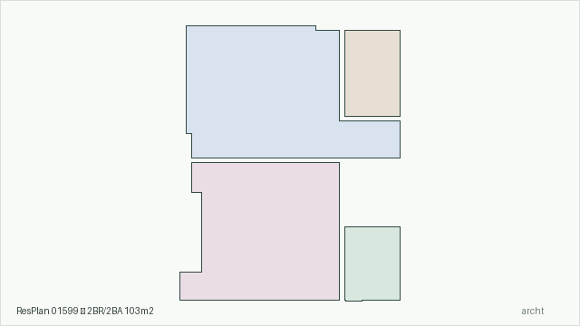 ResPlan 01599 — 2BR/2BA 103m2