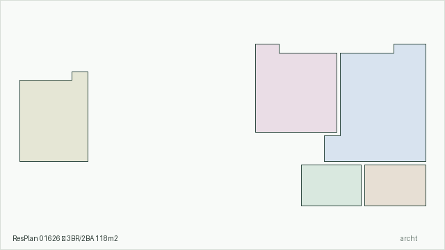 ResPlan 01626 — 3BR/2BA 118m2