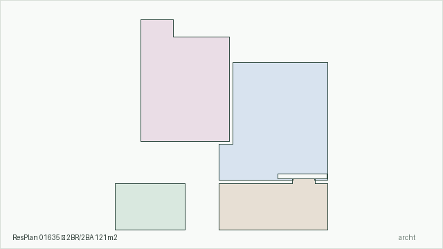 ResPlan 01635 — 2BR/2BA 121m2