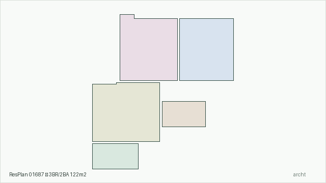 ResPlan 01687 — 3BR/2BA 122m2