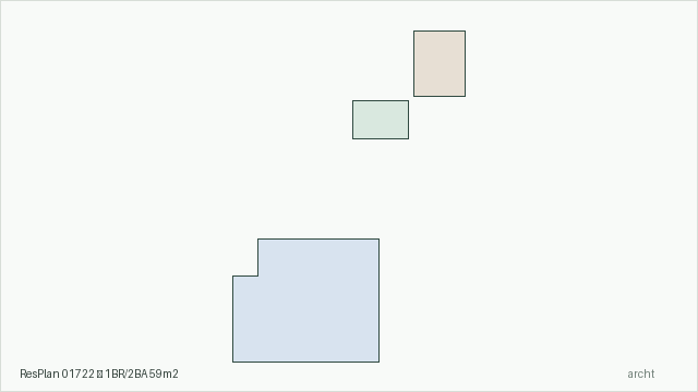 ResPlan 01722 — 1BR/2BA 59m2