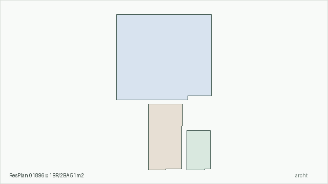 ResPlan 01896 — 1BR/2BA 51m2