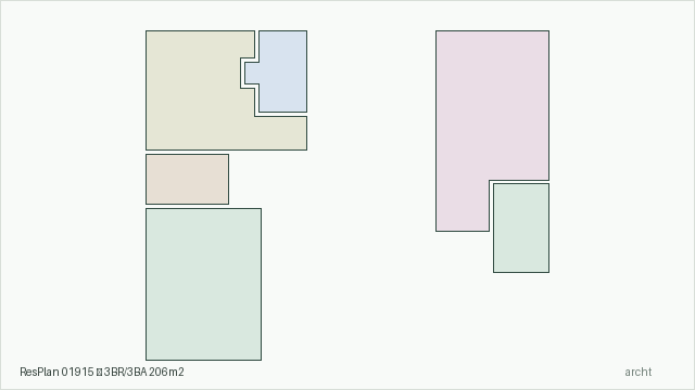 ResPlan 01915 — 3BR/3BA 206m2