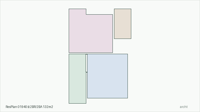 ResPlan 01940 — 2BR/2BA 132m2