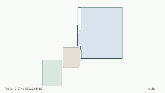 ResPlan 01974 — 1BR/2BA 47m2