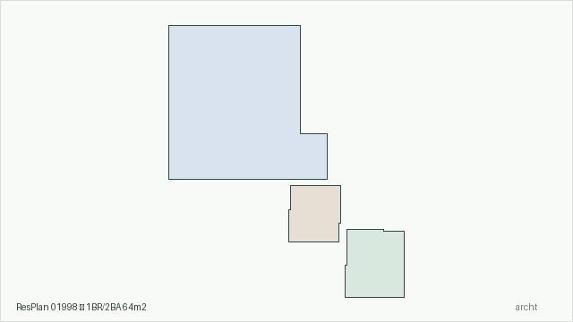 ResPlan 01998 — 1BR/2BA 64m2