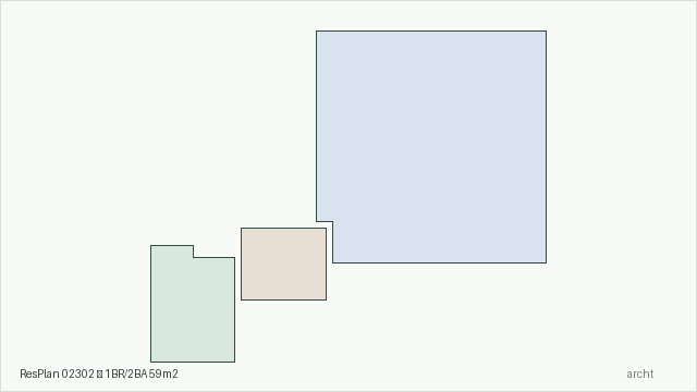 ResPlan 02302 — 1BR/2BA 59m2