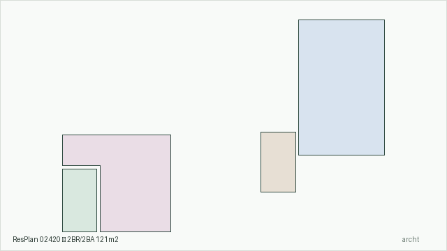 ResPlan 02420 — 2BR/2BA 121m2
