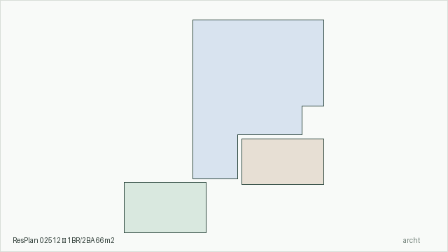 ResPlan 02512 — 1BR/2BA 66m2