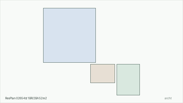 ResPlan 02654 — 1BR/2BA 52m2