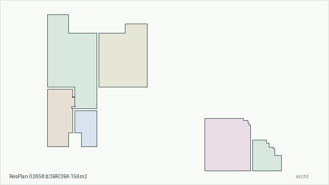 ResPlan 02658 — 3BR/3BA 156m2