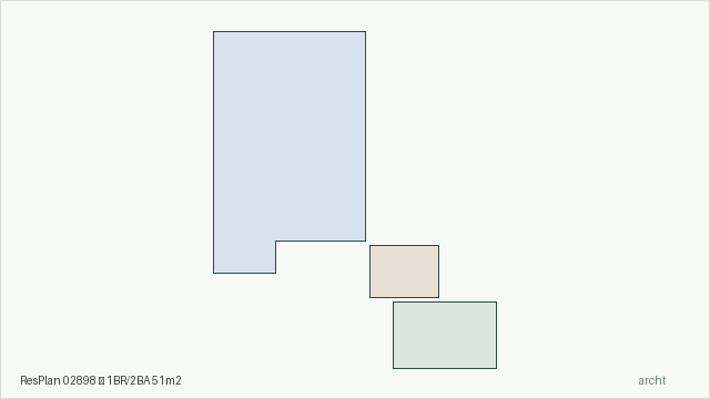 ResPlan 02898 — 1BR/2BA 51m2