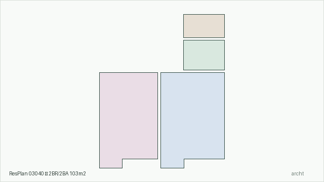 ResPlan 03040 — 2BR/2BA 103m2