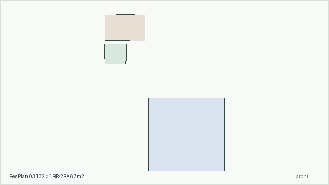 ResPlan 03132 — 1BR/2BA 67m2