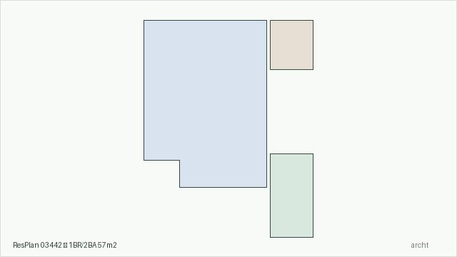 ResPlan 03442 — 1BR/2BA 57m2