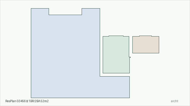 ResPlan 03456 — 1BR/2BA 52m2
