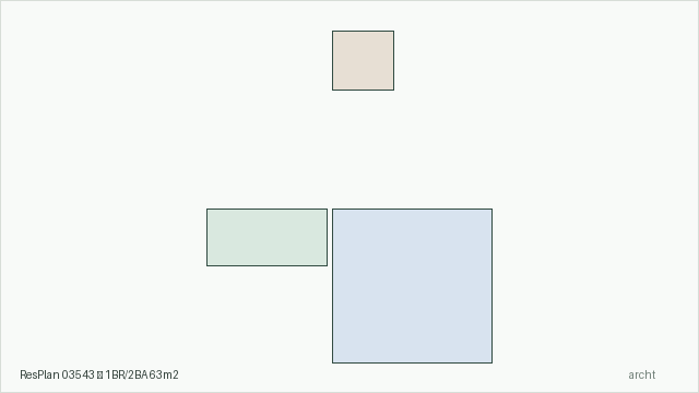 ResPlan 03543 — 1BR/2BA 63m2