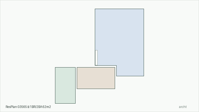 ResPlan 03565 — 1BR/2BA 62m2