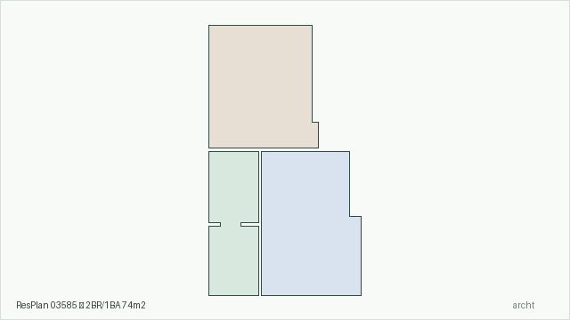 ResPlan 03585 — 2BR/1BA 74m2
