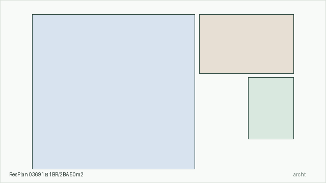 ResPlan 03691 — 1BR/2BA 50m2