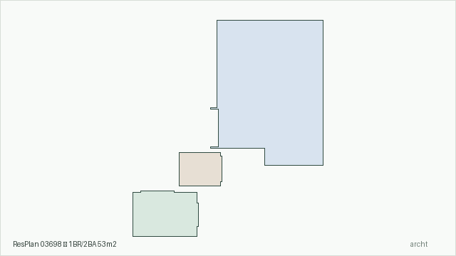 ResPlan 03698 — 1BR/2BA 53m2